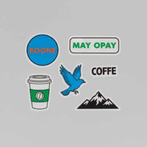 Custom clear sticker on glass bottle Transparent product label with white ink print Clear vinyl sticker applied on smooth surface Minimalistic clear sticker with logo design