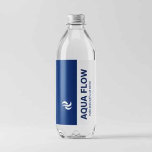 Custom waterproof label on bottle surface Durable weatherproof product label close-up Water-resistant vinyl label with branding Custom waterproof sticker for outdoor products
